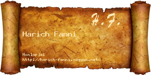 Harich Fanni névjegykártya